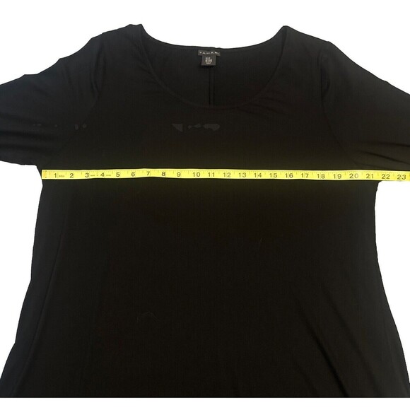 Women’s Tahari BLACK 3/4 Sleeve Rayon Spandex Midi Dress Stretchy Sz 2X - Picture 8 of 9